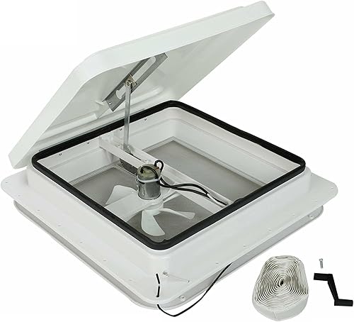 Rejilla de ventilación de techo de 14 pulgadas para caravana, remolque, tapa blanca universal, ventilación de techo con ventilador de ventilación de