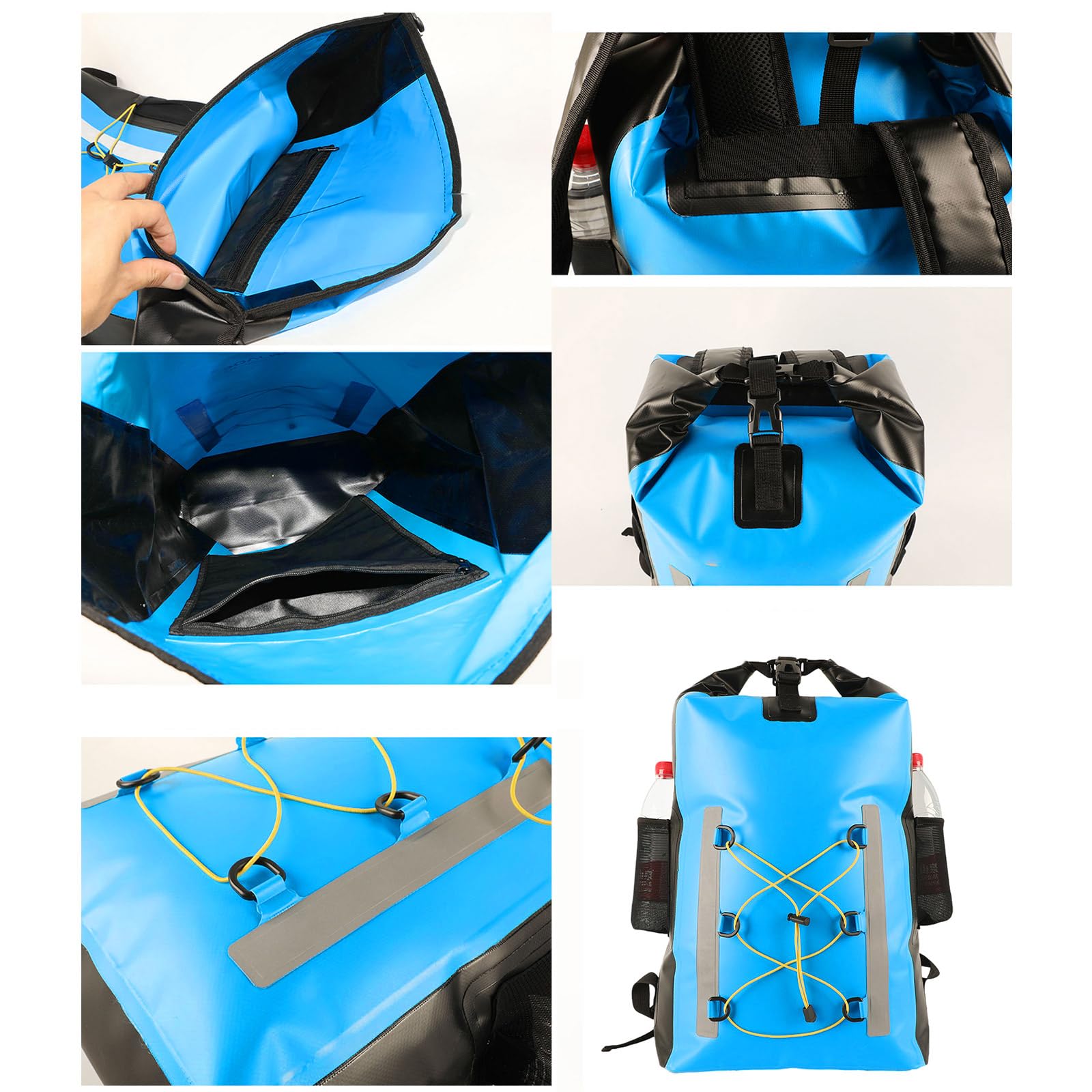 Mochila seca flotante a prueba de agua de 30 L con bolsa lateral, bolsa seca, bolsa impermeable para kayak, barco
