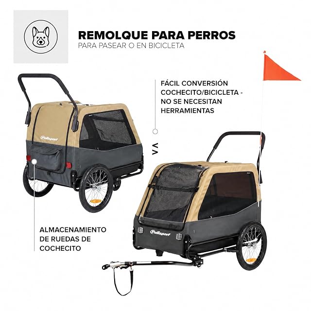 Foto 2 de 8 de Polisport Remolque para Perros & Carrito 2 en 1 Talla XL, Máx. 45 kg