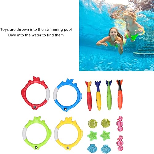 Miniatura 2 de TOPINCN Underwater Swim Pool Diving Toys, Summer Swimming Dive Toy Set Swimming Pool Diving Rings Seahorses Torpedos, Training Dive Swim Water Toy