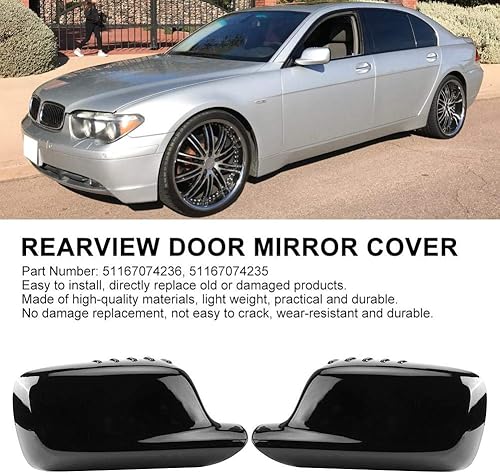 Miniatura 3 de Cubierta de espejo lateral, par izquierdo+derecho ABS carcasa de espejo retrovisor 51167074236 apto para E46 323Ci 325Ci 328Ci E65 E6, negro, Popular
