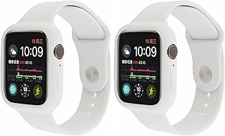 سوار وهيكل من السيليكون مقاس 40/41 ملم، سوار واقي متوافق مع ساعة ابل سلسلة 9/8/7/6/5/4/SE (اوف وايت)