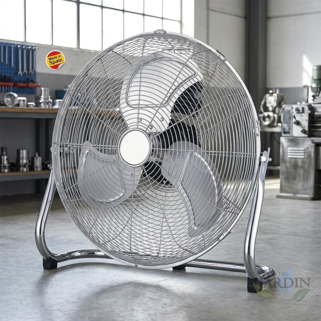 Suinga Ventilador de Suelo Industrial 20'' 120W 3 Velocidades | Ventilador de Alta Velocidad Reclinable | Ventilador de metal | Cable de 1.7 metros
