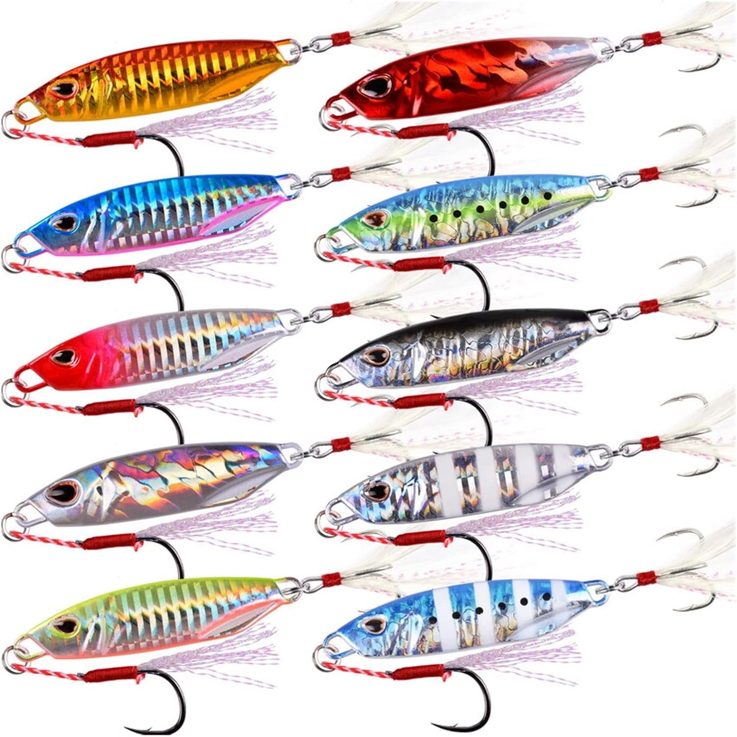 10pcs Metal Jigs Fishing Lures 10g/15g/20g/30g/40g Jig Sinking Spoon Artificial Baits Hard Bait Sea Lure