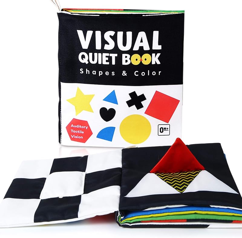 beiens Libro para bebés en blanco y negro de alto contraste - Juguete sensorial arrugado para tocar y sentir - Juguetes interactivos Montessori de estimulación visual para bebés recién nacidos de 0 a 12 meses - Regalo para bebés para niños y niñas | Juguetes de estimulación visual en blanco y negro, juguetes suaves Montessori para bebés recién nacidos de 0 a 12 meses, regalo de ducha para bebés y niñas