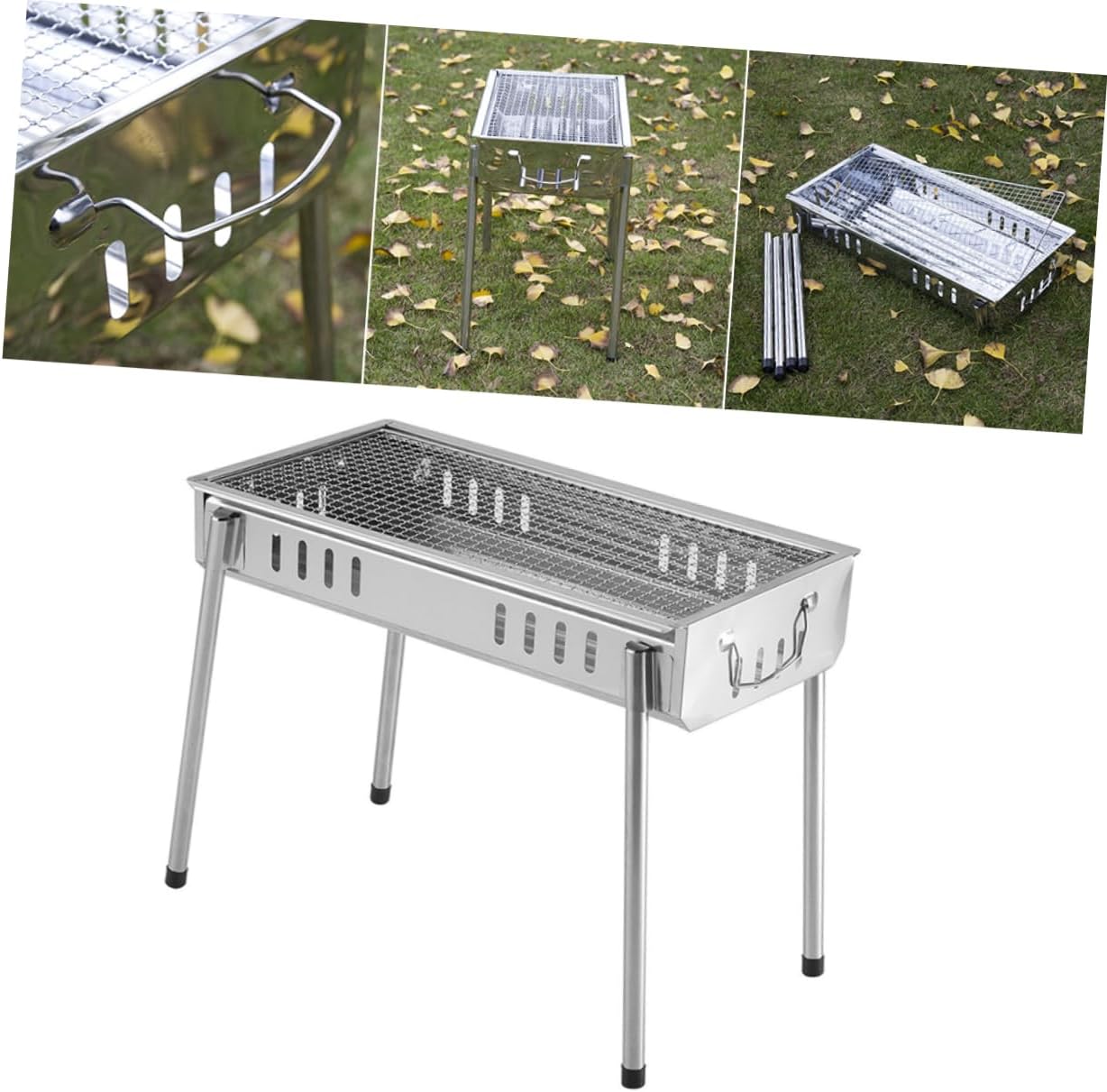 Portable Stainless Steel Charcoal Grill for Outdoor Camping Medium-sized BBQ Rack Cooking Grid Lightweight Barbecue Tool for Picnics and Tailgating
