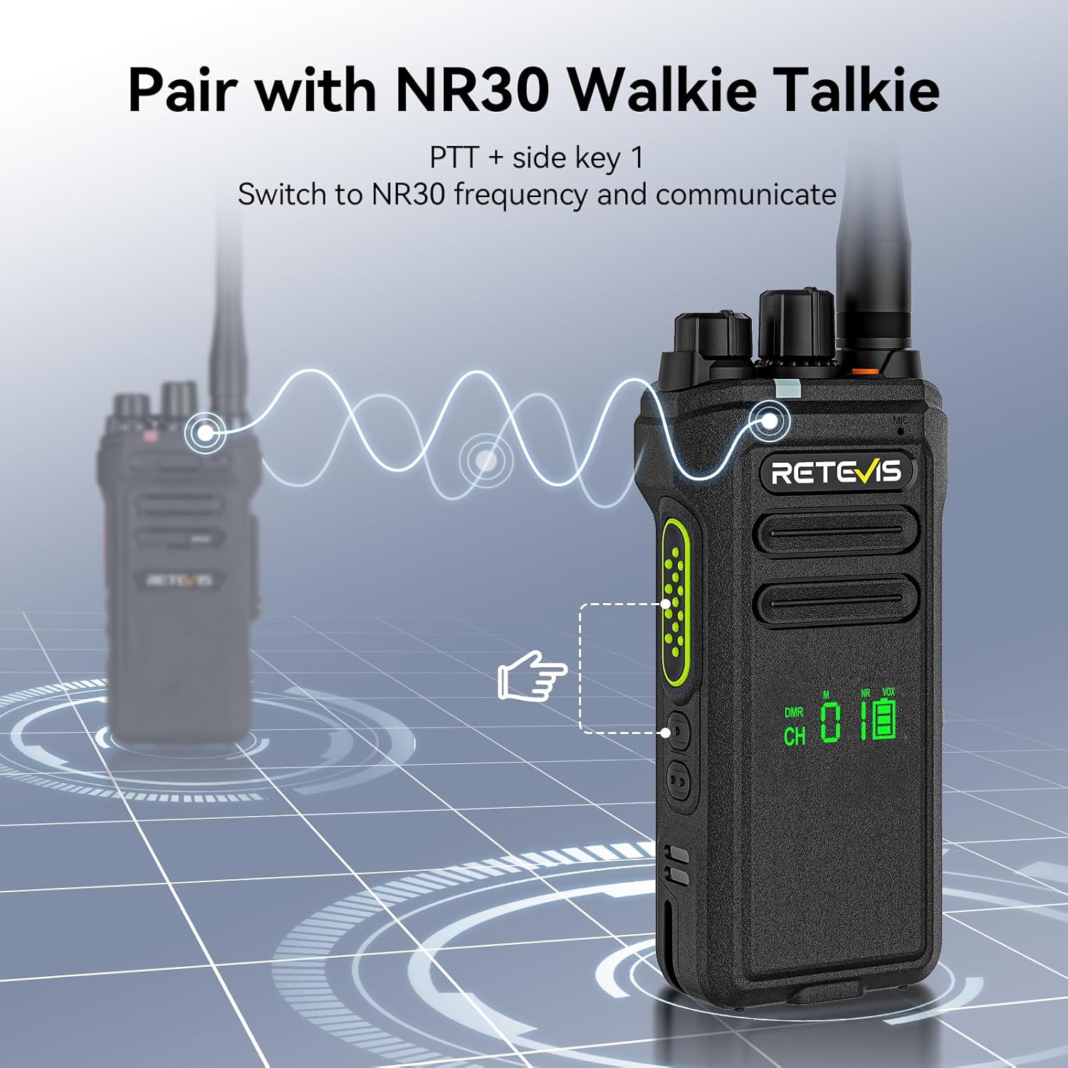 Retevis NR30D Digital 2 Way Radio Bundle with Earpiece(2 Pack),Compatible with Motorola DMR Radios,Professional DMR Two Way Radio Handheld,IP67 Waterproof,High Power Walkie Talkies for School Patrol