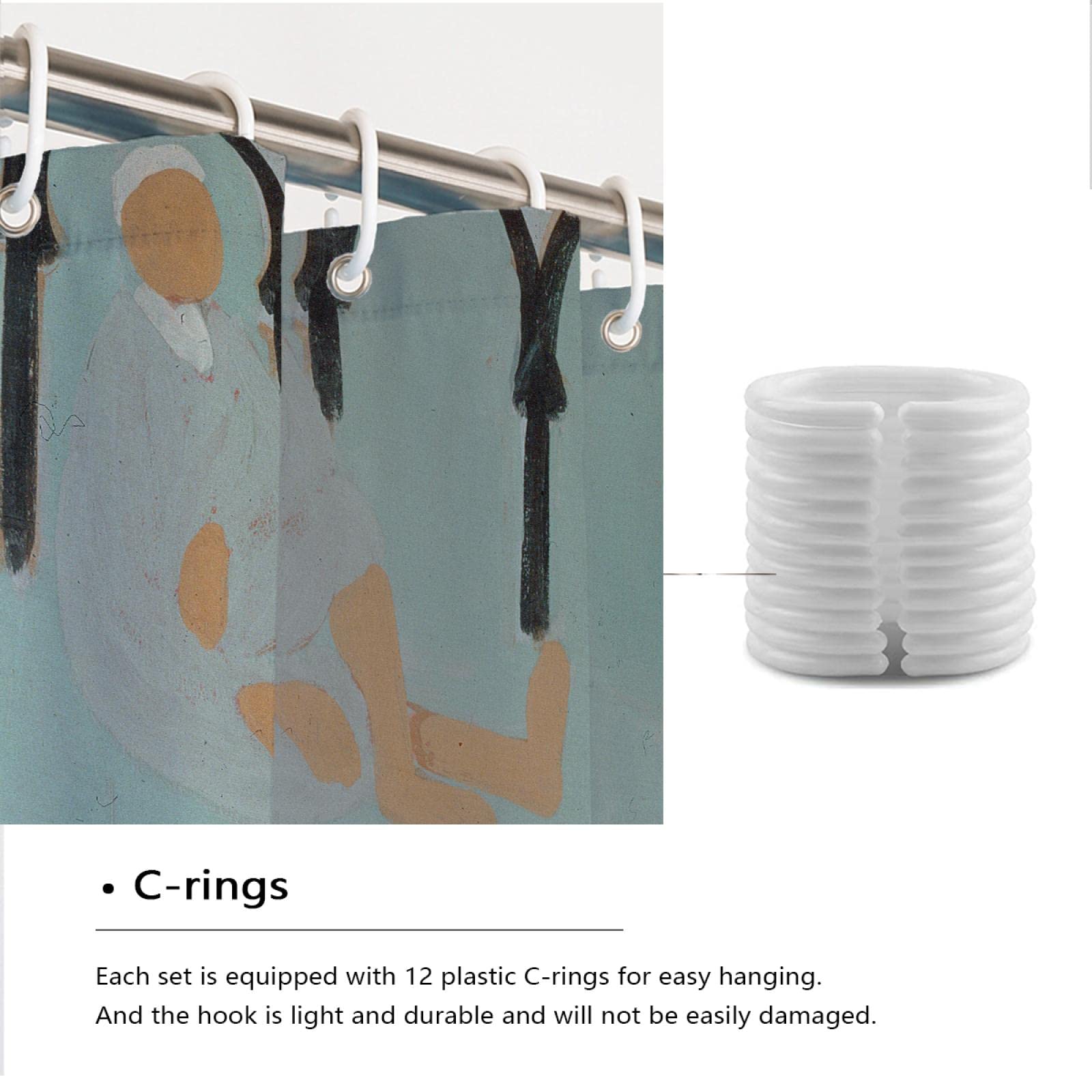 Blauer Duschvorhang Set mit Haken Abstraktes Muster Duschraumvorhänge Henri Matisse Einzigartige Kunst Badewanne Vorhänge Jungen Mädchen Baddekor 180x180 cm