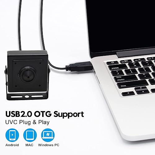 Miniatura 36 de SVPRO Cámara web USB 1080P con lente ojo de pez 180, cámara de poca luz de 2MP con sensor Sony IMX323, carcasa de aluminio, H.264 Lente ojo de pez