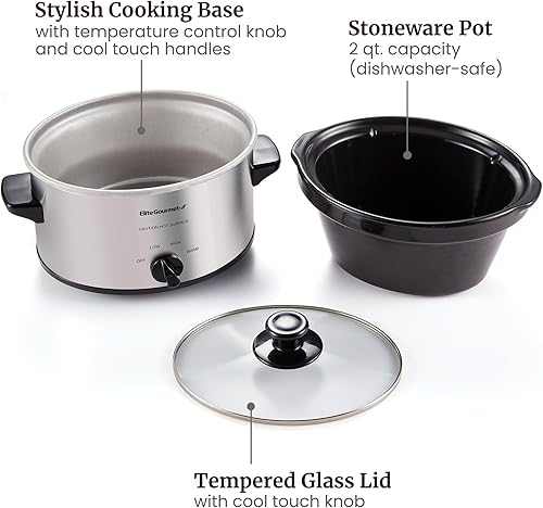 Miniatura 7 de Elite Gourmet MST-275XS - Olla eléctrica de cocción lenta ovalada, temperatura ajustable, para preparar entradas, salsas y guisos, con tapa de