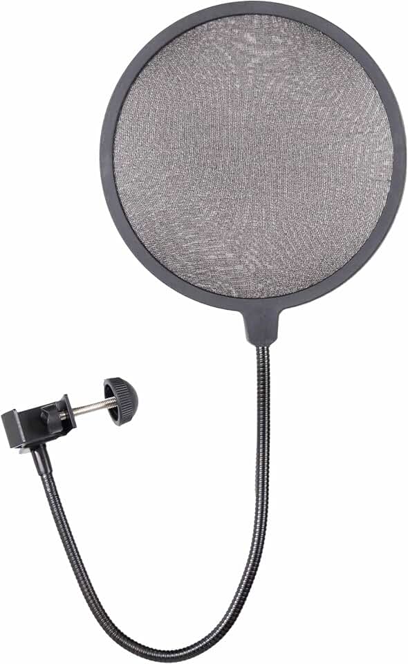 Rok-It Vocal Recording and Podcasting "6 Nylon Pop Filter with 11.5-inch Gooseneck, Clamps to Most Mic Stands (RI-POPFILTER)