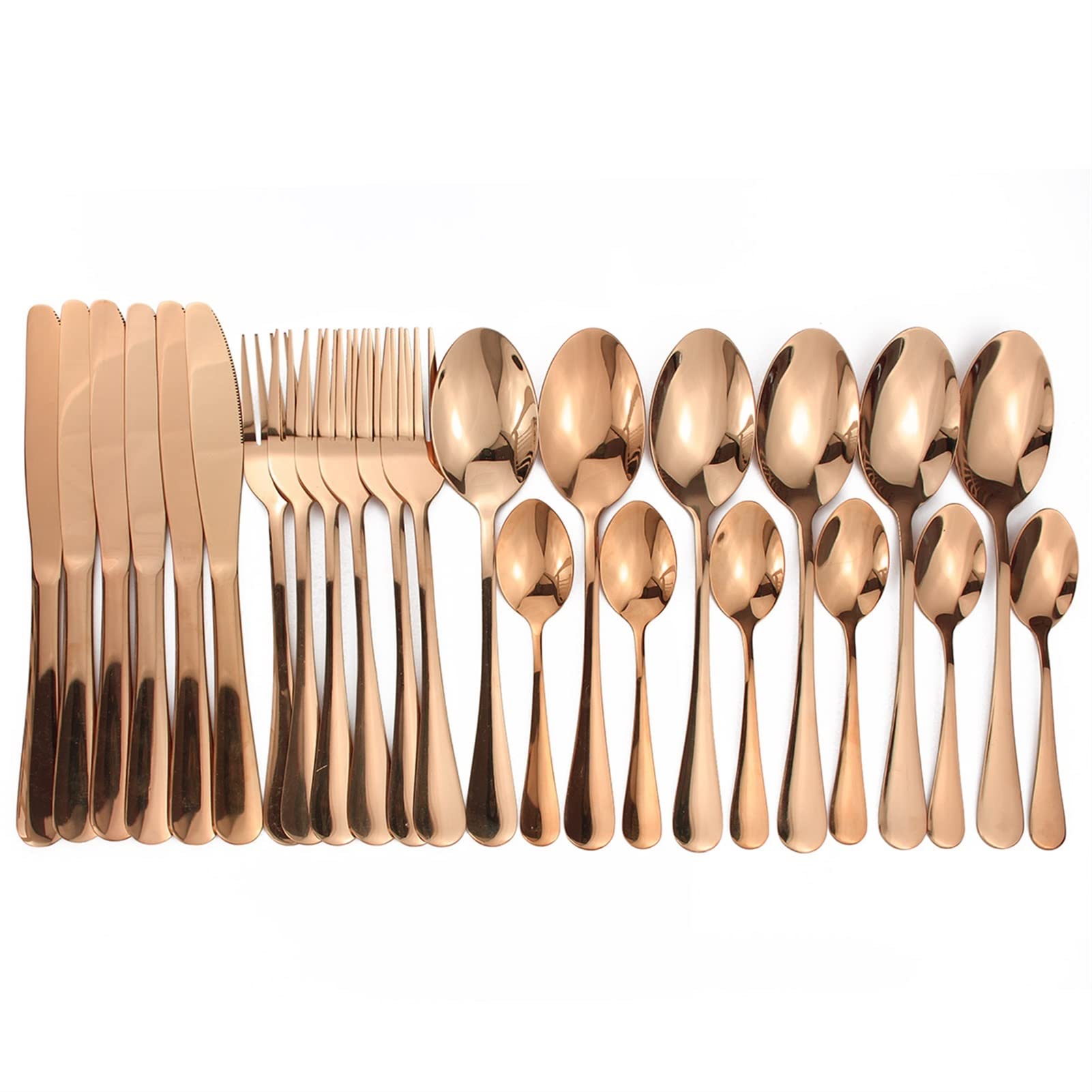 Juego De Cubiertos Dorados De 24 Piezas: Elegante Cubertería para Bodas, Fiestas Y Viajes. Tenedores, Cuchillos Y Cucharas De Primera Calidad. Vajilla con Estilo para Ocasiones Especiales.