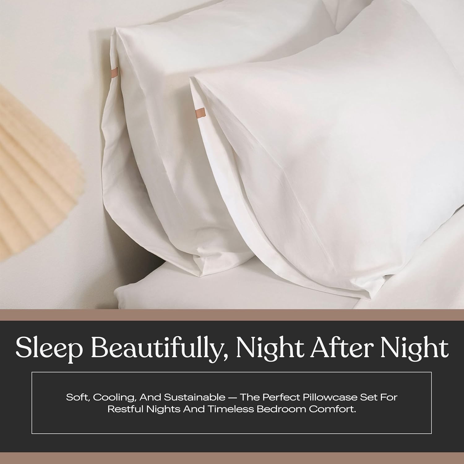 Lunya White Tencel Pillowcase 2pcs Set - Breathable & Cooling Pillow Cases - Silky-Smooth Like White Pilow Cover Made with 800 Thread Tencel Fibers - King Size Pillowcase