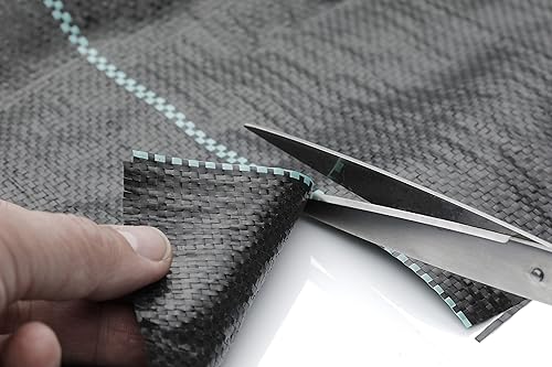 Miniatura 4 de GardenMate Tela de control de malezas tejida en hoja de 6 x 65 pies, membrana negra estabilizada para cubierta de suelo resistente