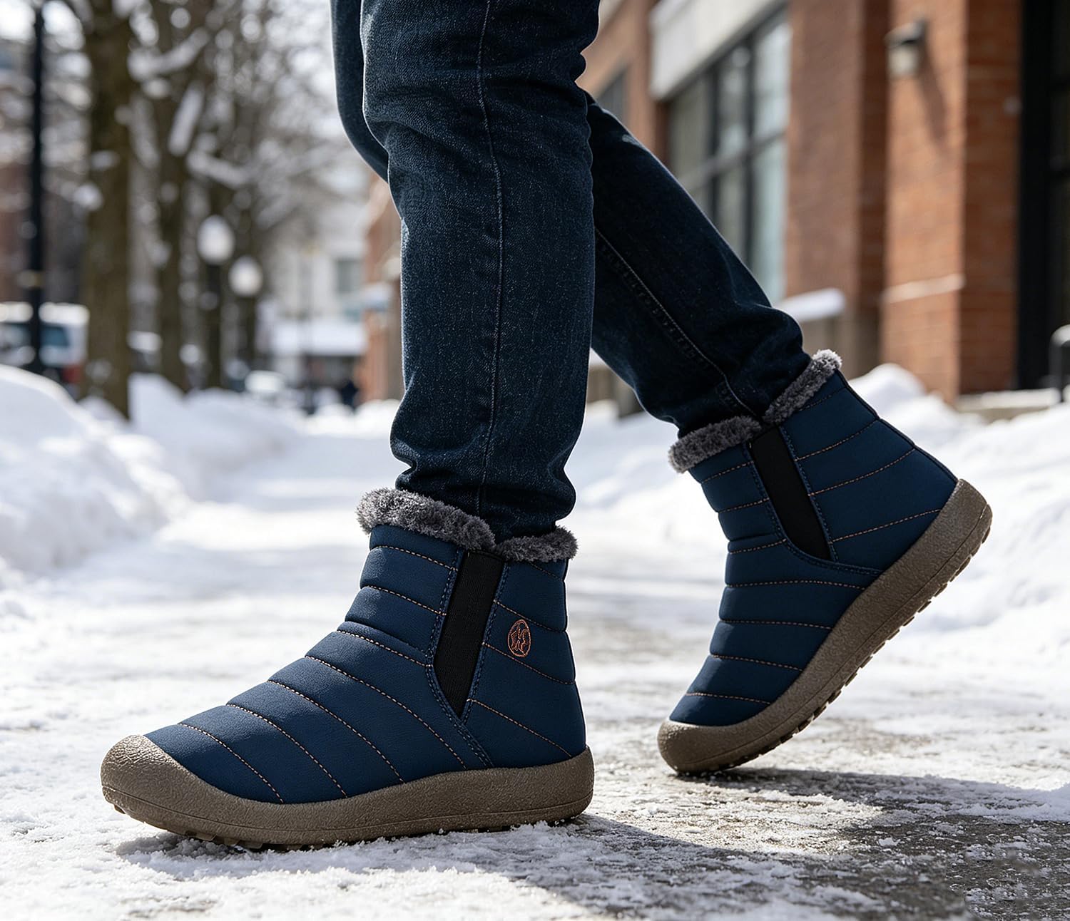 Eagsouni Womens Mens Snow Boots Winter Slip On Shoes
