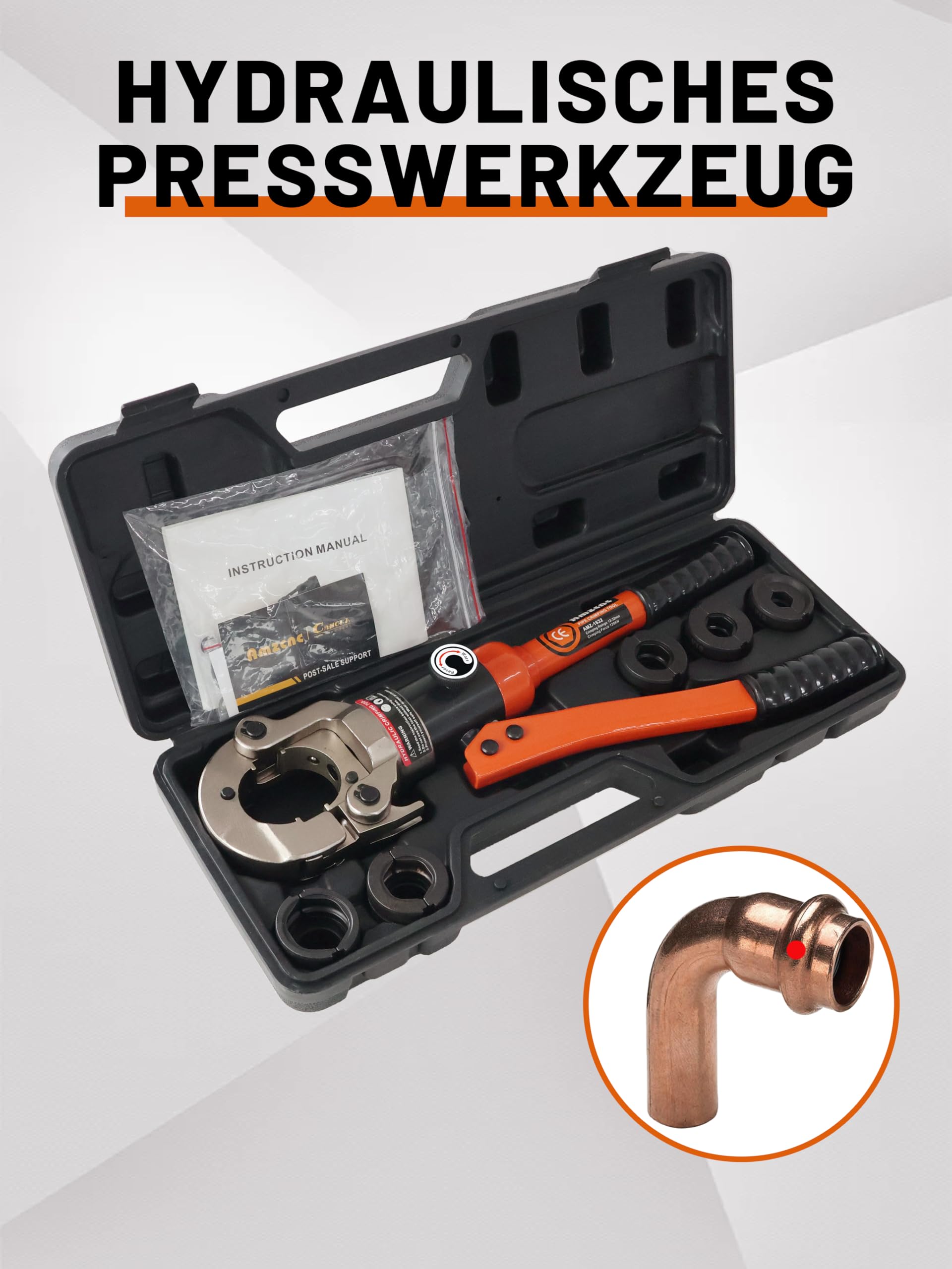 AMZCNC Professional crimping pliers (hydraulic) SC-Contur 12-15-18-22-28 set press tool with 360° rotating head - Image 2