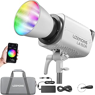 Godox LA150R RGB LED Video Lamp, 165W 57100Lux@1M Studio Video Lamp 1800K-10000K Bowens Mount LED Light with 14 FX Effects 0-100% Dimming for Videorecording