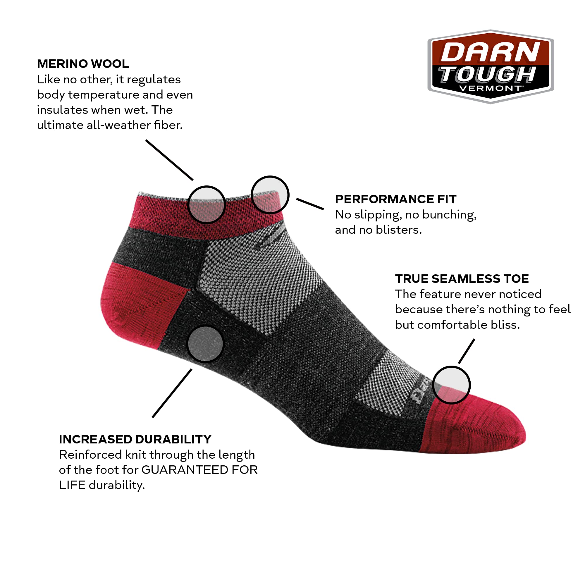 Darn Tough Ultra leichte No Show Socken – Herren – 6er-Pack Special