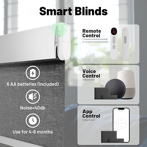 Miniatura 2 de Persianas motorizadas con control remoto, persianas enrollables inteligentes sin taladro y sin cordones, opacas, persianas automáticas para