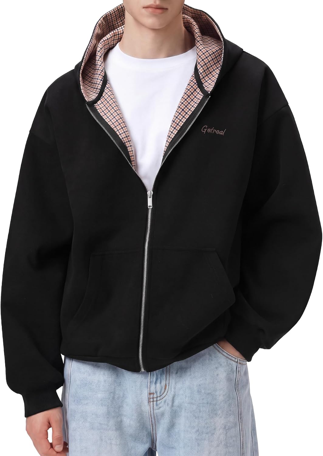 Men's Quarter Zip Sweatshirt Drop Shoulder Collared Pullover