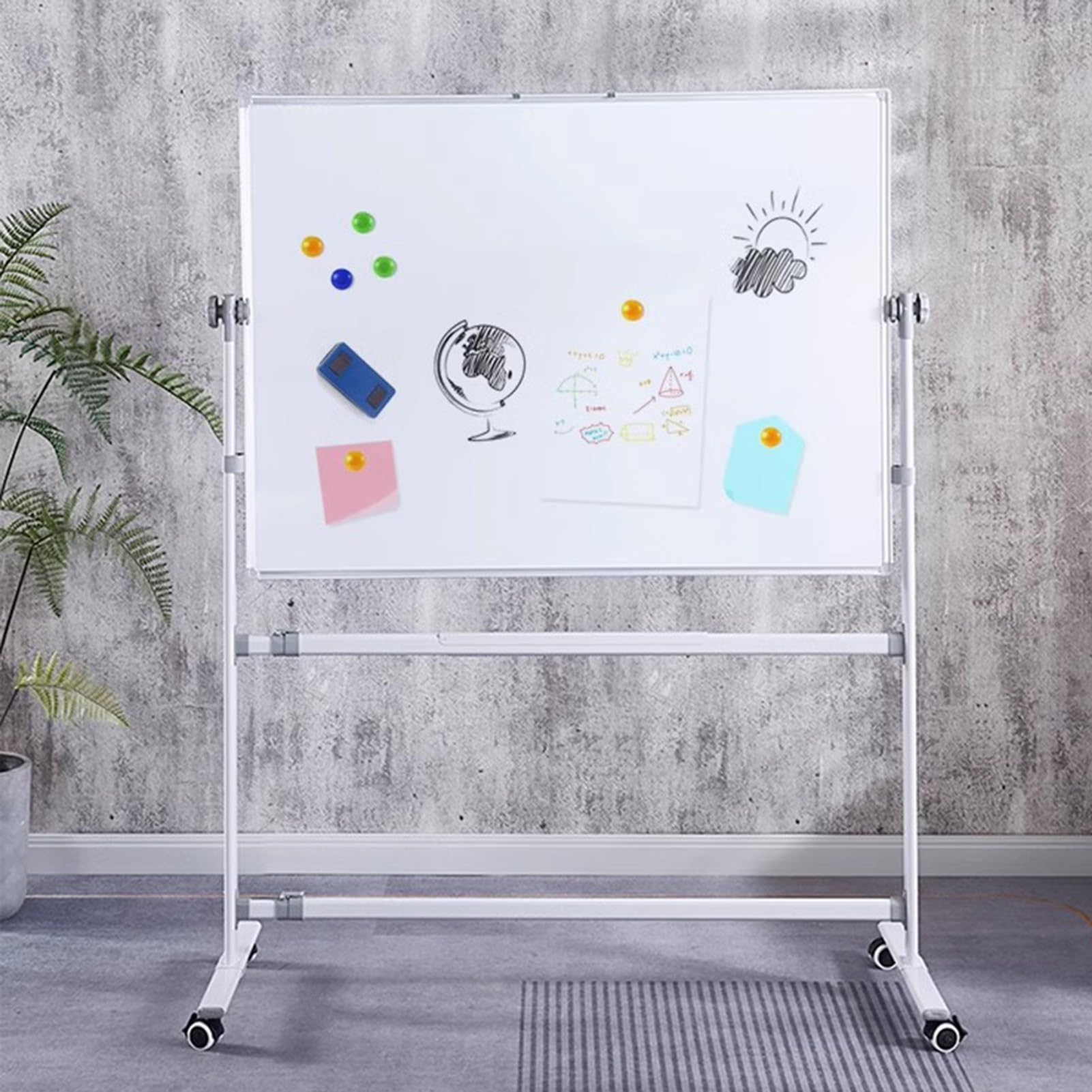 Mobiles Whiteboard Für Musikmitarbeiter, 90 X 120 Cm, Doppelseitige Magnetische, Trocken Abwischbare Tafel Auf Rollen, Für Schule, Musiker Und Zuhause