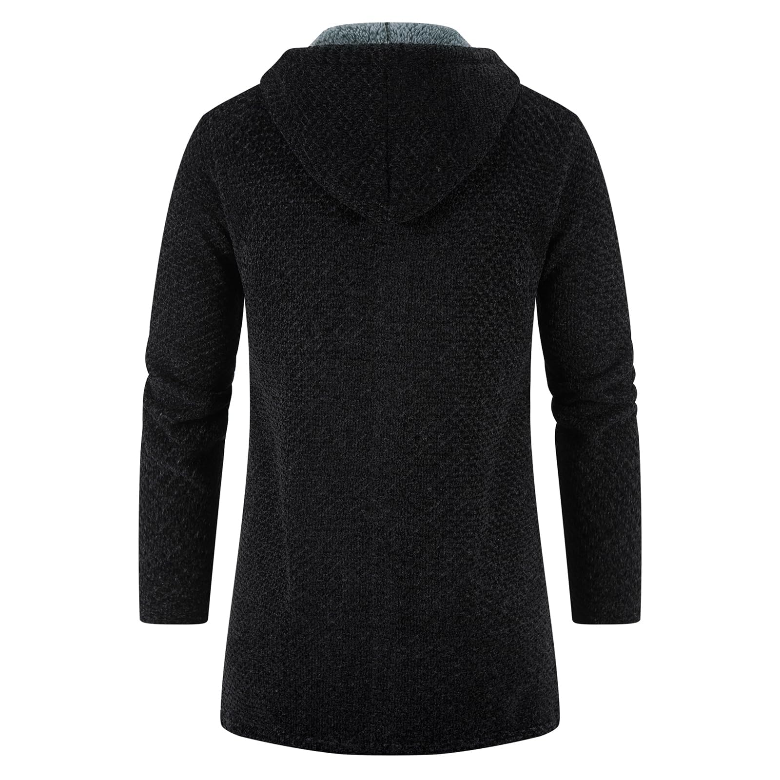 KUDORO Cardigan Gilet Homme Long à Capuche Zippé Cardigan en Tricot Hoodie Épais et Décontractée Polaire Chandail Sweats à Capuche