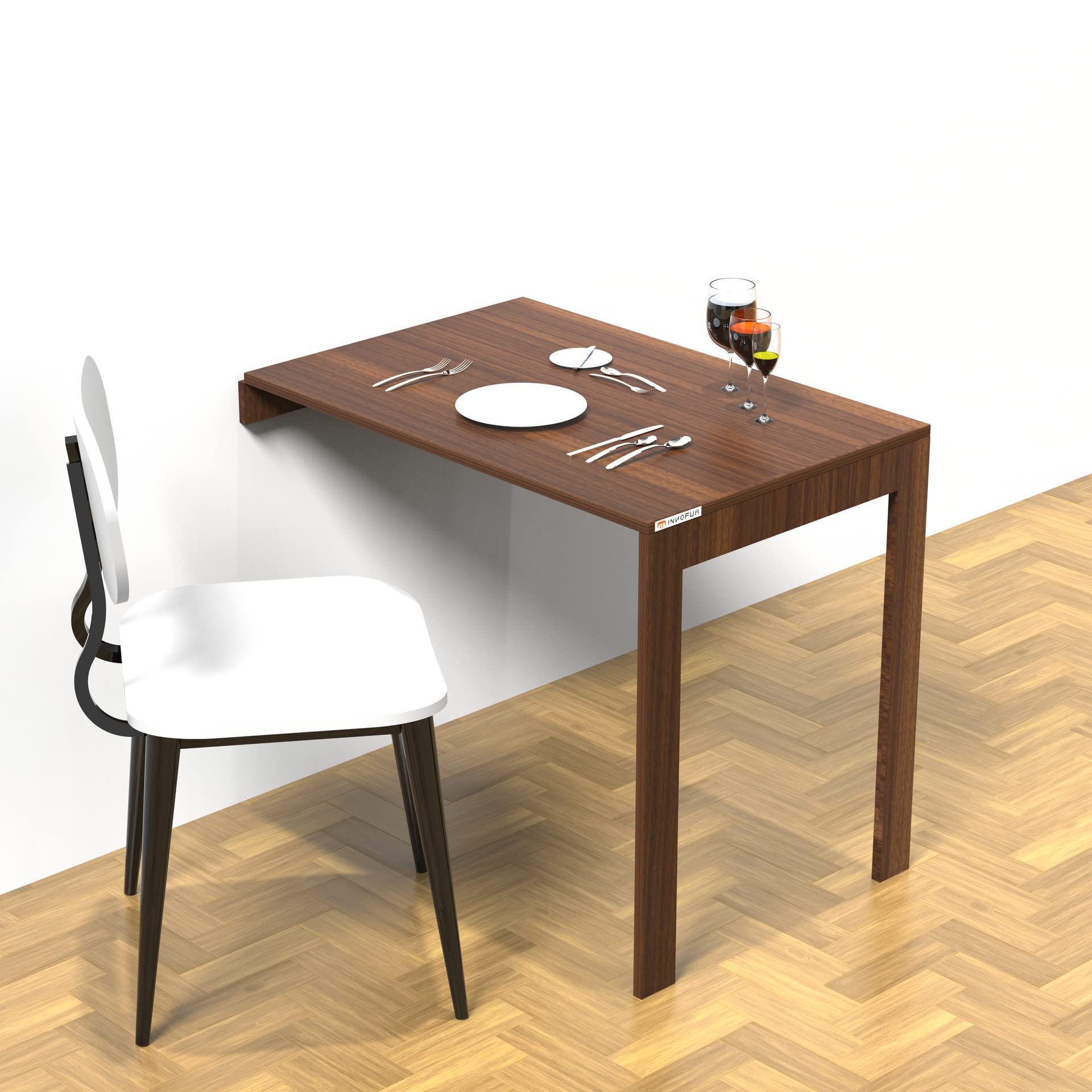 InnoFur Engineered Wood Alice Wall Mounted Folding Dining Table,Study Table,Laptop Table,Utility Table Regular (Brown, 90CMx60CM)