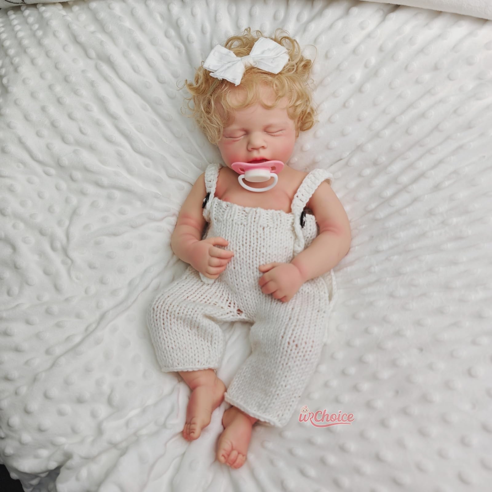 20 Zoll Vollkörper-Silikon-Babypuppe mit Haaren, 50 cm lebensechte Reborn-Babypuppe mit geöffnetem Mund, schlafende Neugeborenen-Puppe, anatomisch korrekt (Girl)