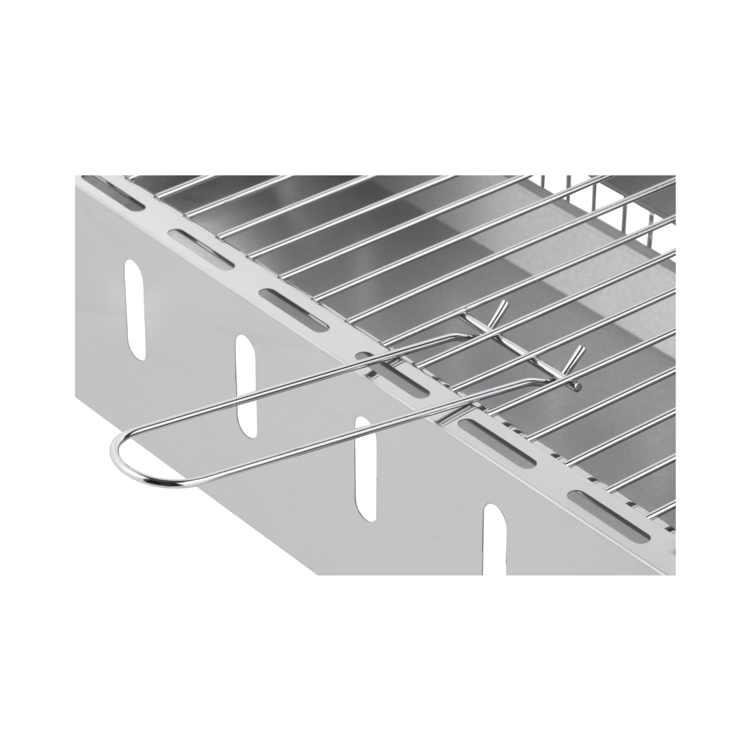 SG 300 - Schaschlik Grill Edelstahl Mangal Holzkohlegrill | kompakt mit abnehmbaren Beinen, inkl. 8 Spieße, 56x26 cm Grillfläche, mobil für Garten, Balkon & Camping