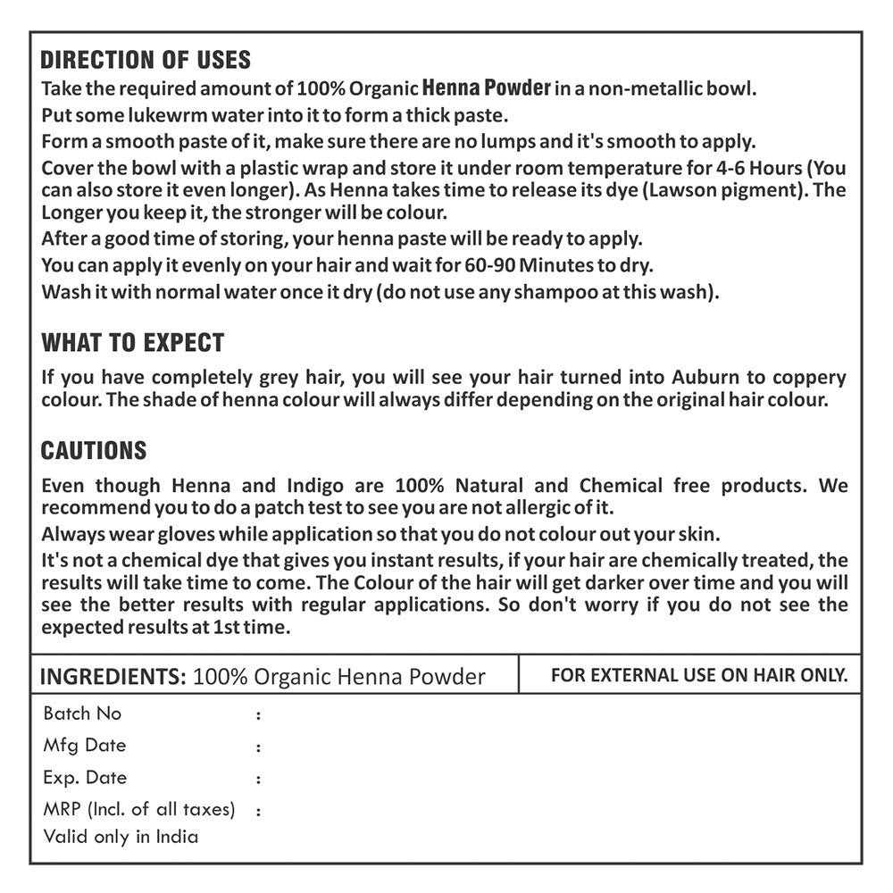 Just Jaivik 100 Organic USDA Certified Henna Powder (Lawsonia Inermis