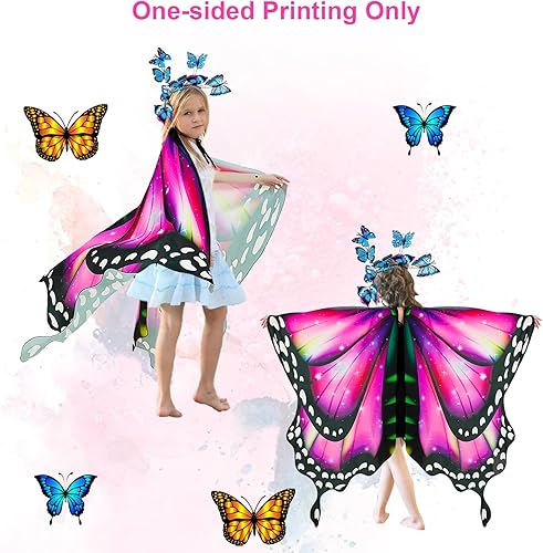 Miniatura 4 de Alas de mariposa para niñas, disfraz de mariposa para fiesta de Halloween, alas de hadas con máscara y diadema de antenas