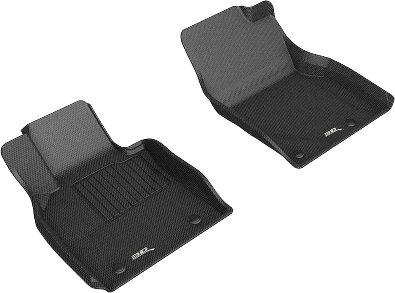3D MAXpider Front Row Custom Fit All-Weather Floor Mats for 2019-2021 Mazda Mazda3 and 2020-2021 Mazda CX-30 - Kagu Rubber (Black)