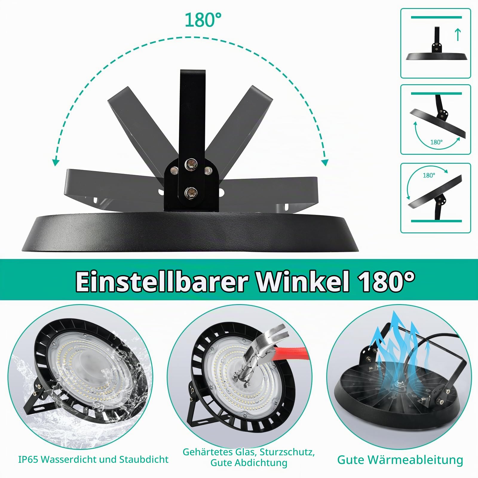 100W LED UFO Hallenlampe: 10000LM 6000K IP65 Werkstatt Deckenleuchte