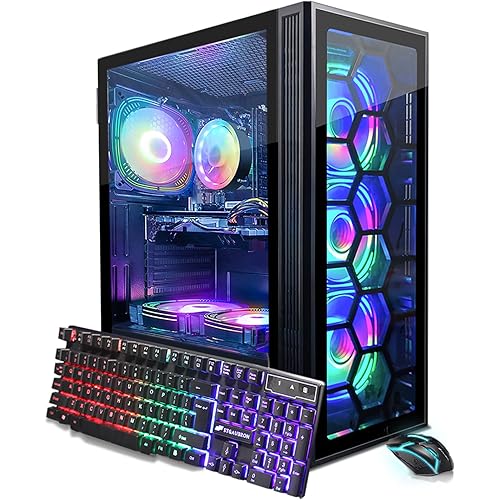 STGAubron Gaming PC Computer Desktop, Intel Core i7 8th Gen up to 4.1G, GeForce RTX 2060 Super 8G, 32G DDR4, 1T SSD, WiFi 6, BT 5.2, RGB Fan x6, Windows 11 Home