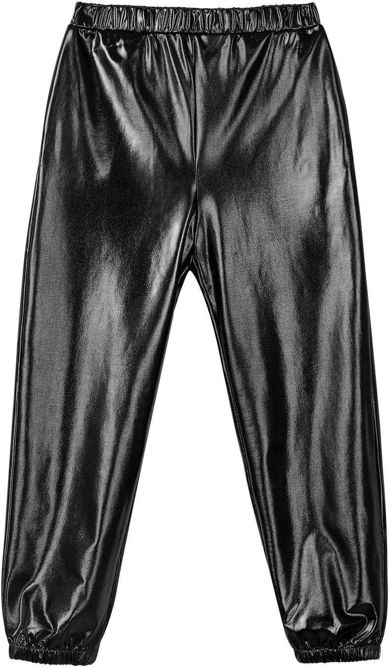 TiaoBug Kids Boys Girls Shiny Metallic Dance Pants Modern