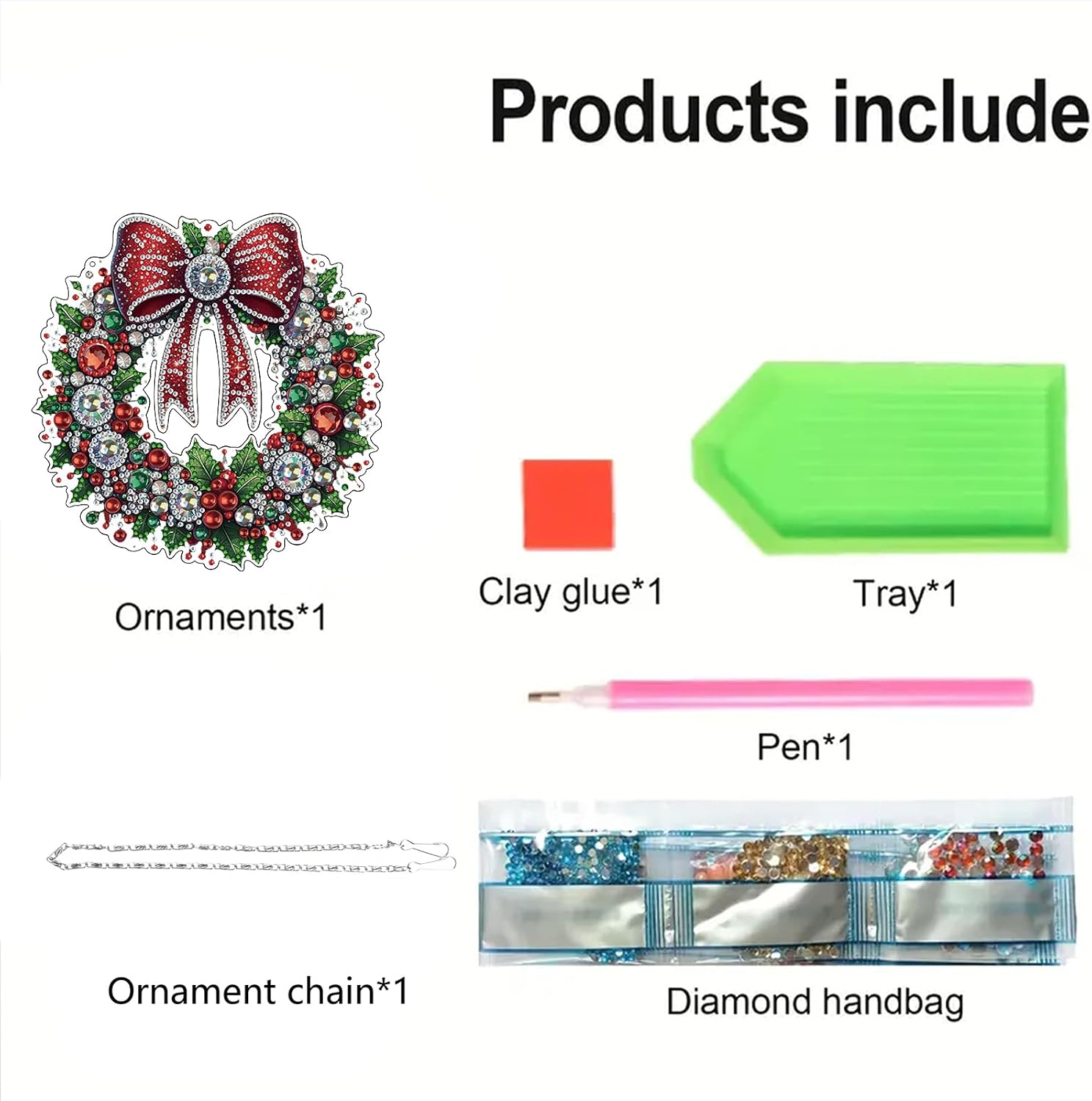 STGLCR Christmas-Themed Wreath Diamond Art Hanging Kit for Adults, DIY Double Sided Special Shaped Diamonds Art Window Pendant Ornament for Home Decor(Christmas-Themed Wreath) image 5