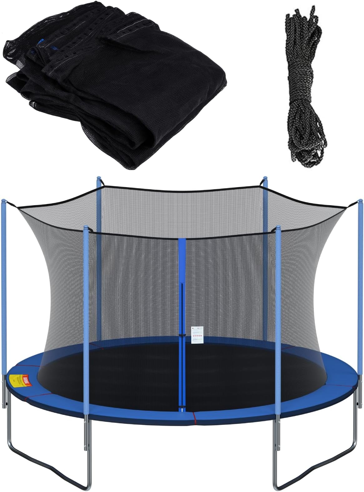 Cliselda Trampoline Net Replacement 14 ft 6 Poles, Safety Enclosure Net for 14 Foot Round Frame Trampolines, Breathable and Weather-Resistant, Adjustable Straps(Net Only,Poles not Includ)