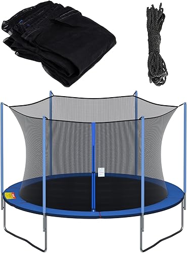 Cliselda Trampoline Replacement Safety Net for 6 Straight Poles Round Frame Trampolines, Breathable and Weather-Resistant, with Adjustable Straps,