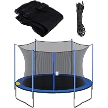 Cliselda Trampoline Replacement Safety Net for 6 Straight Poles Round Frame Trampolines, Breathable and Weather-Resistant, with Adjustable Straps, Zippers, Protection BucklesNet Only