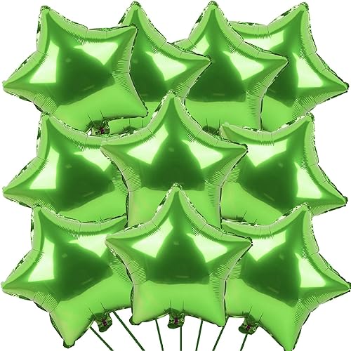 KALOR Globos de Mylar de estrella verde lima de 18 pulgadas, 10 globos de helio en forma de estrella para bodas, baby shower, decoraciones de fiesta