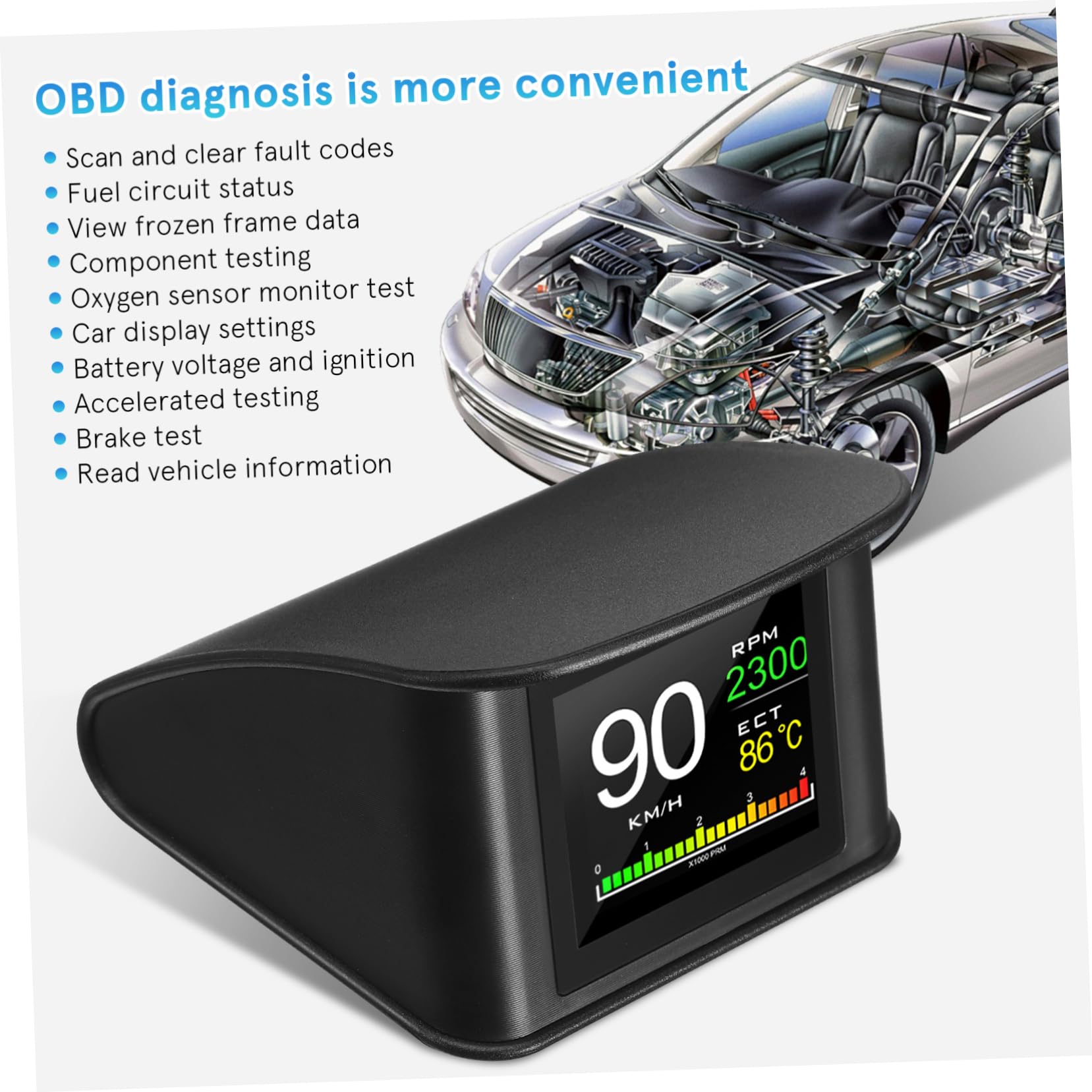 Didiseaon Display Auto Portatile Hud Tachimetro Digitale con Schermo Lcd per Visualizzazione Velocità e Sicurezza Durante Viaggi Lunghi e Spostamenti di Lavoro