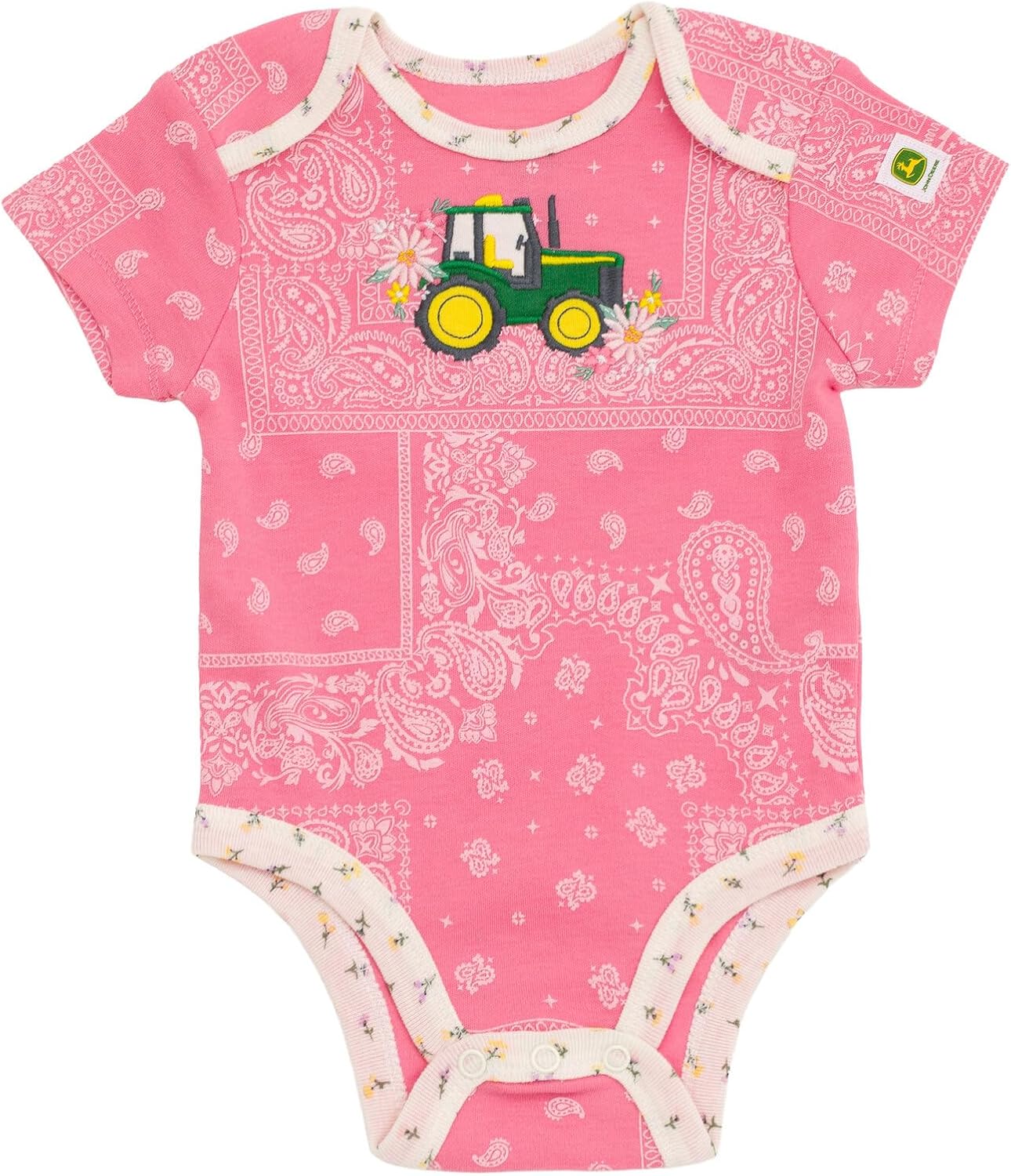 John Deere Farm Animals Tractor Truck Baby 5 Pack Short Sleeve Bodysuits Newborn to Infant Sizes (Newborn - 24 Months)