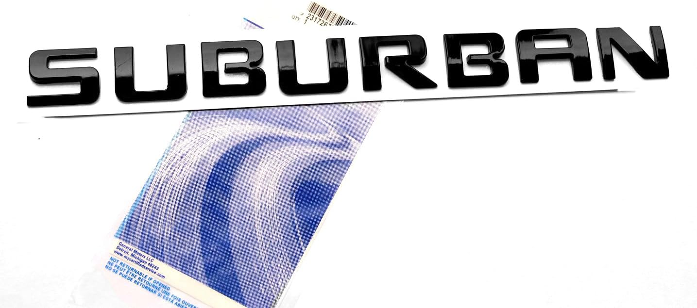 Yoaoo 2Pack OEM Black Suburban Nameplate Emblems Letter Badge Compatible with 2007-2019 Suburban Glossy Shiny