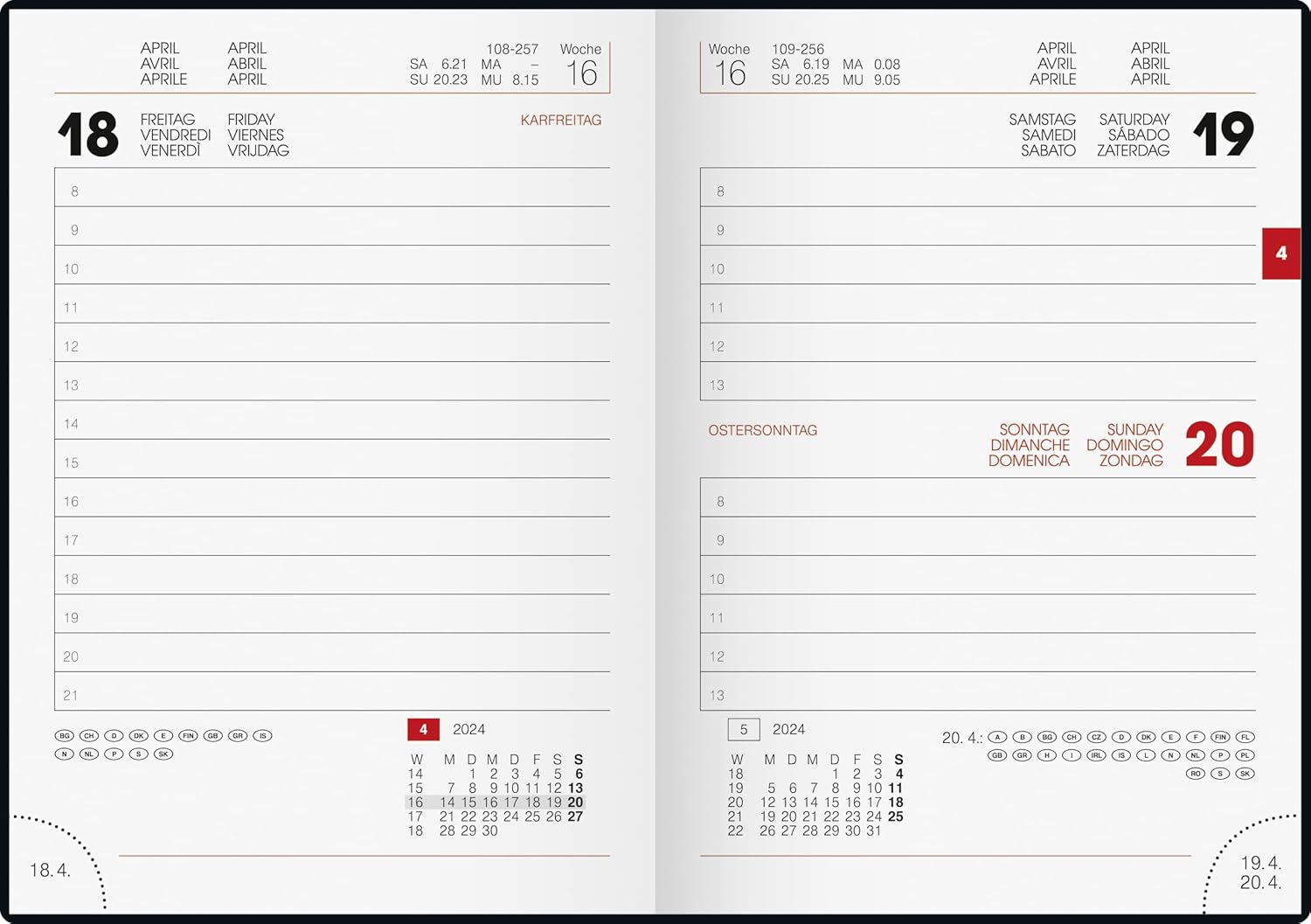 BRUNNEN Daily Calendar Model 736 2024 1 Page = 1 Day Sheet Size 10 x 14 cm Hemp