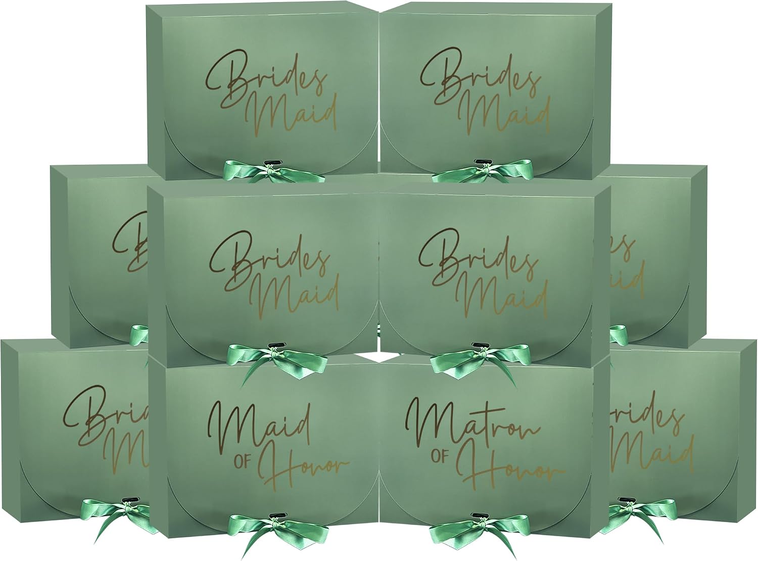 GroomBrideGifts 10 PCS Gift Boxes with Lids, 10.6x7.8x3.7 Inch Paper Gift Box with Ribbon, Bridesmaid Proposal Box for Wedding, Birthdays, Bridal Gifts.