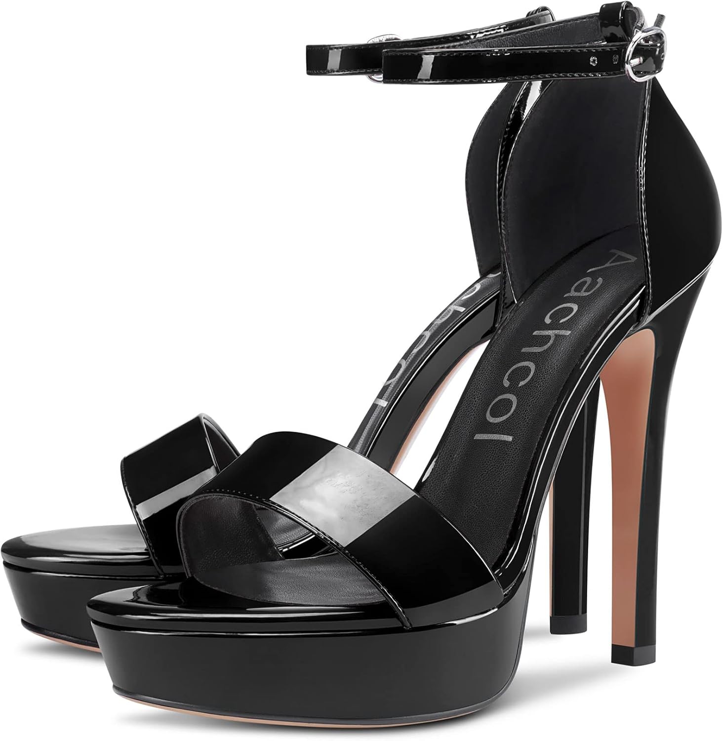 Aachcol Womens Platform Sandals Peep Open Toe Stiletto High Heels Ankle Strap Buckle Sexy Dress Shoes 5.1 Inches Heels - Image 4