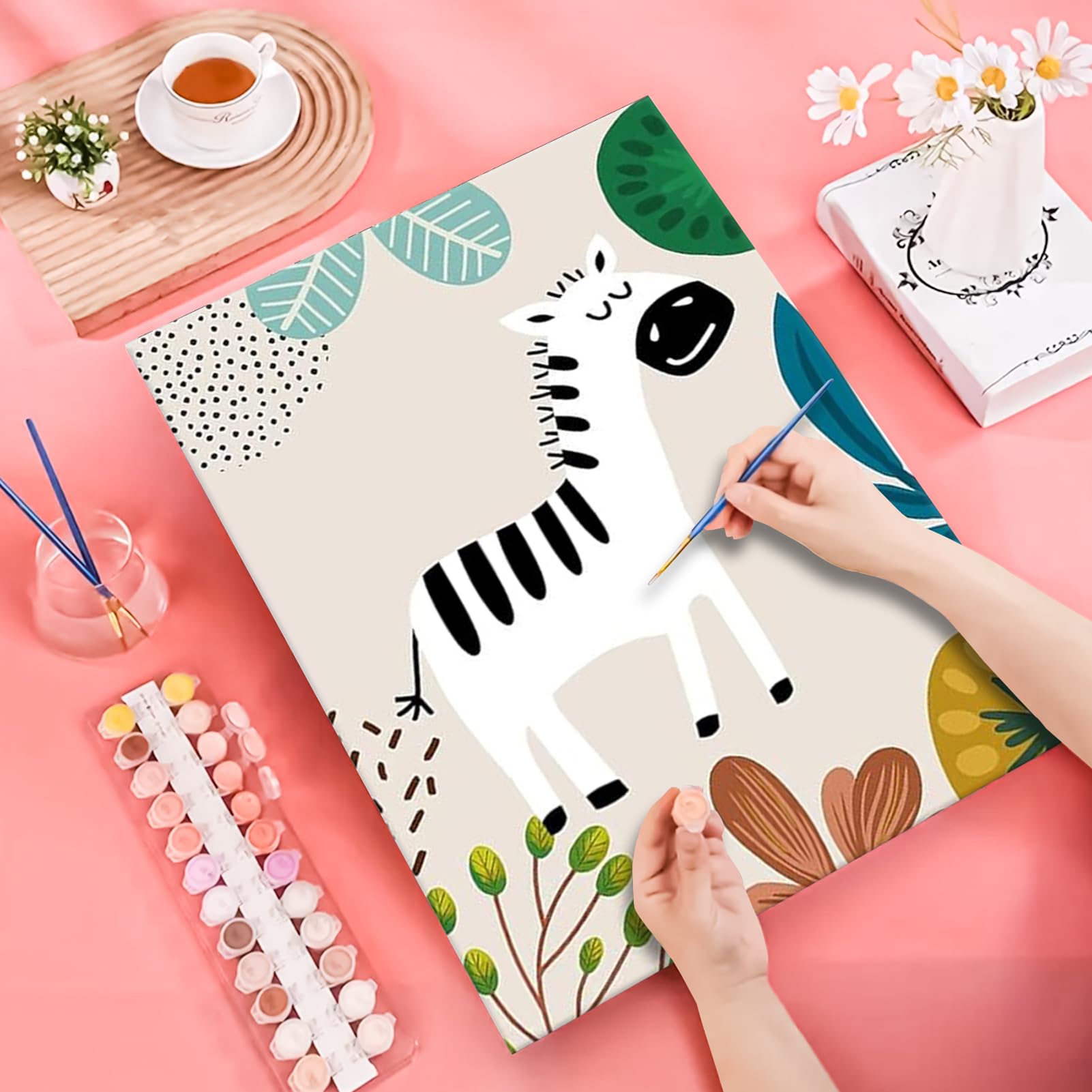 Set De 4 Pintura Por Números Con Marco – Cuadros De Paisaje De 20x20 Cm, Kit De Acrílico Para Principiantes, Decoración De Hogar Y Regalo DIY