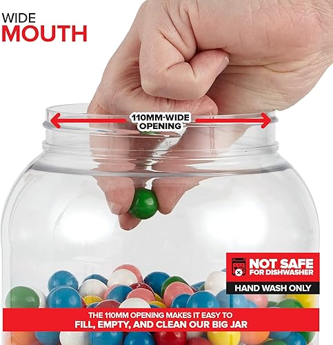 Miniatura 5 de Stock Your Home Tarros de plástico transparente de 1 galón con tapas (paquete de 2) tarro grande de boca ancha de 128 onzas con tapa, recipiente