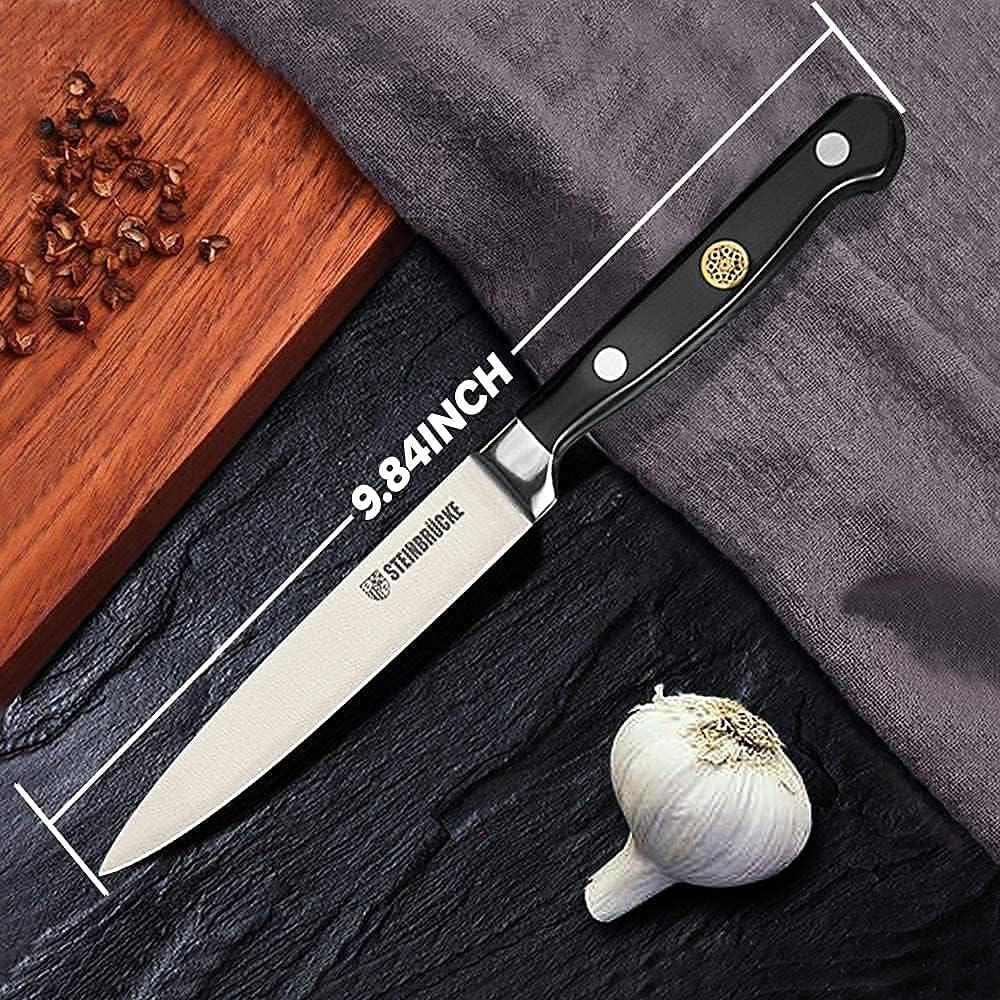 Kitchen Utility Knife 5 Inch, STEINBRÜCKE Sharp Paring Knife Kitchen Petty Knife High Carbon German Steel Fruit Knife with Pro Chef's Knife Full Tang and Ergonomic Handle Kitchen Cutlery Cutting: Home & Kitchen