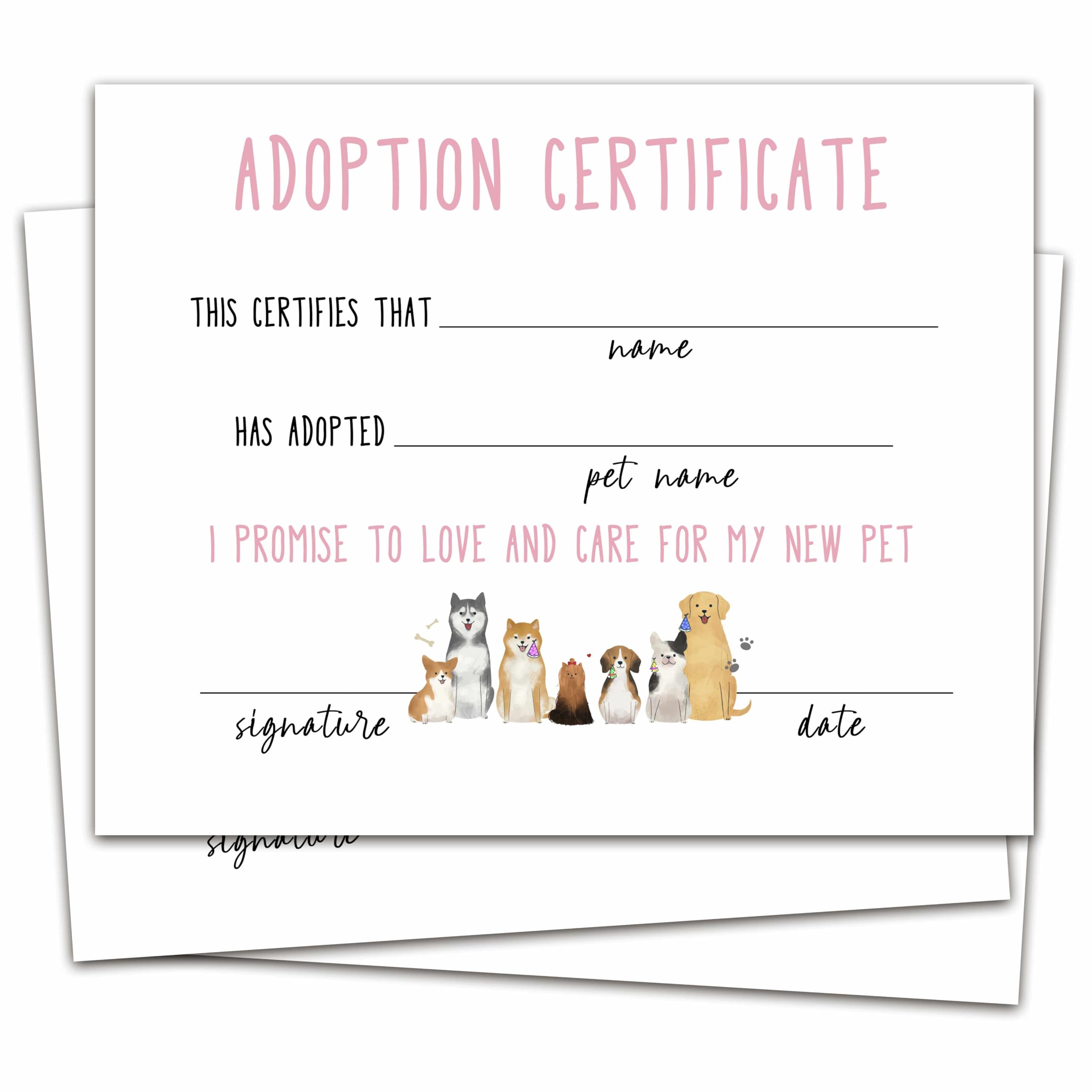 Gihyan Dog Adoption Certificate, Colorful Puppy Certificates of Adoption, Adopt Dog Gifts for Dog Puppy Birthday Parties, Adopting A Pet Party Favors Supplies, 10 Pcs Pet Adoption Certificates -11